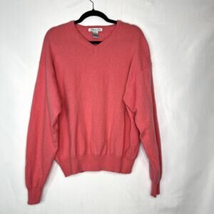 ROUNDTREE & YORKE PLATINUM LABEL CASHMERE ANGORA V-NECK SWEATER SIZE LARGE